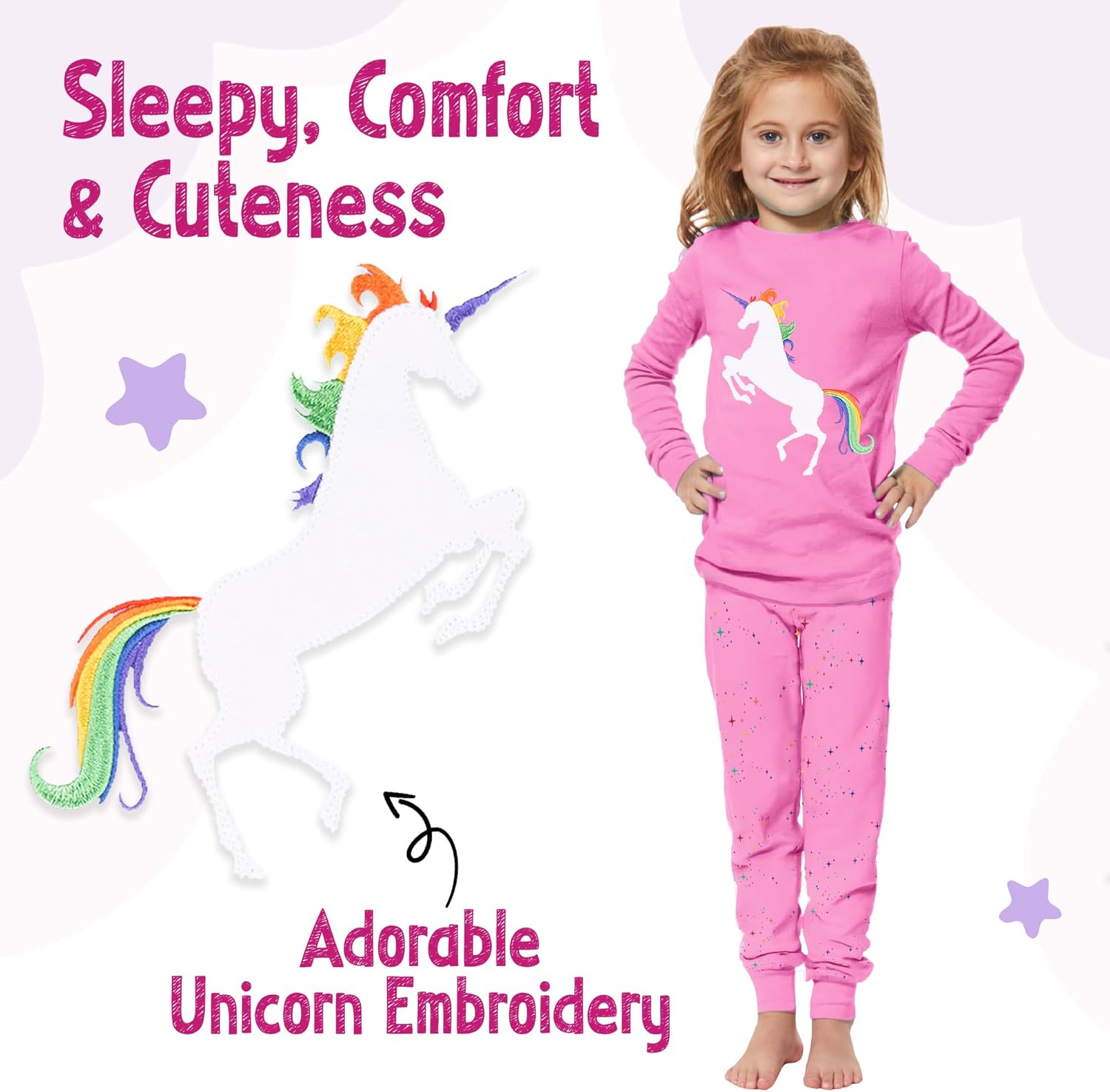 2 Piece Tag Free Pjs for Girls - 100% Cotton Pajamas Set - Kids Winter Pajama - Snug Fit Girl Sleepwear (12M-8Y) - Image 6