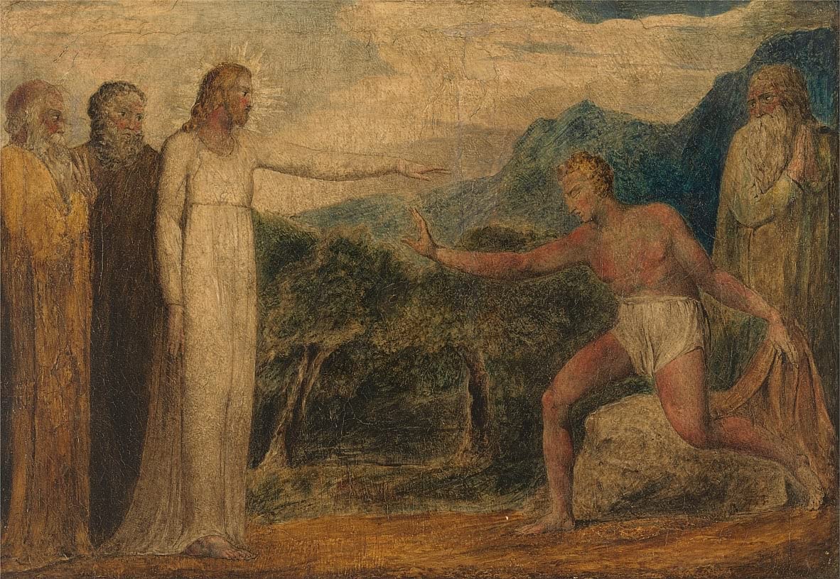 Impression Le Christ rendant la vue à Bartimée William Blake tableau déco murale