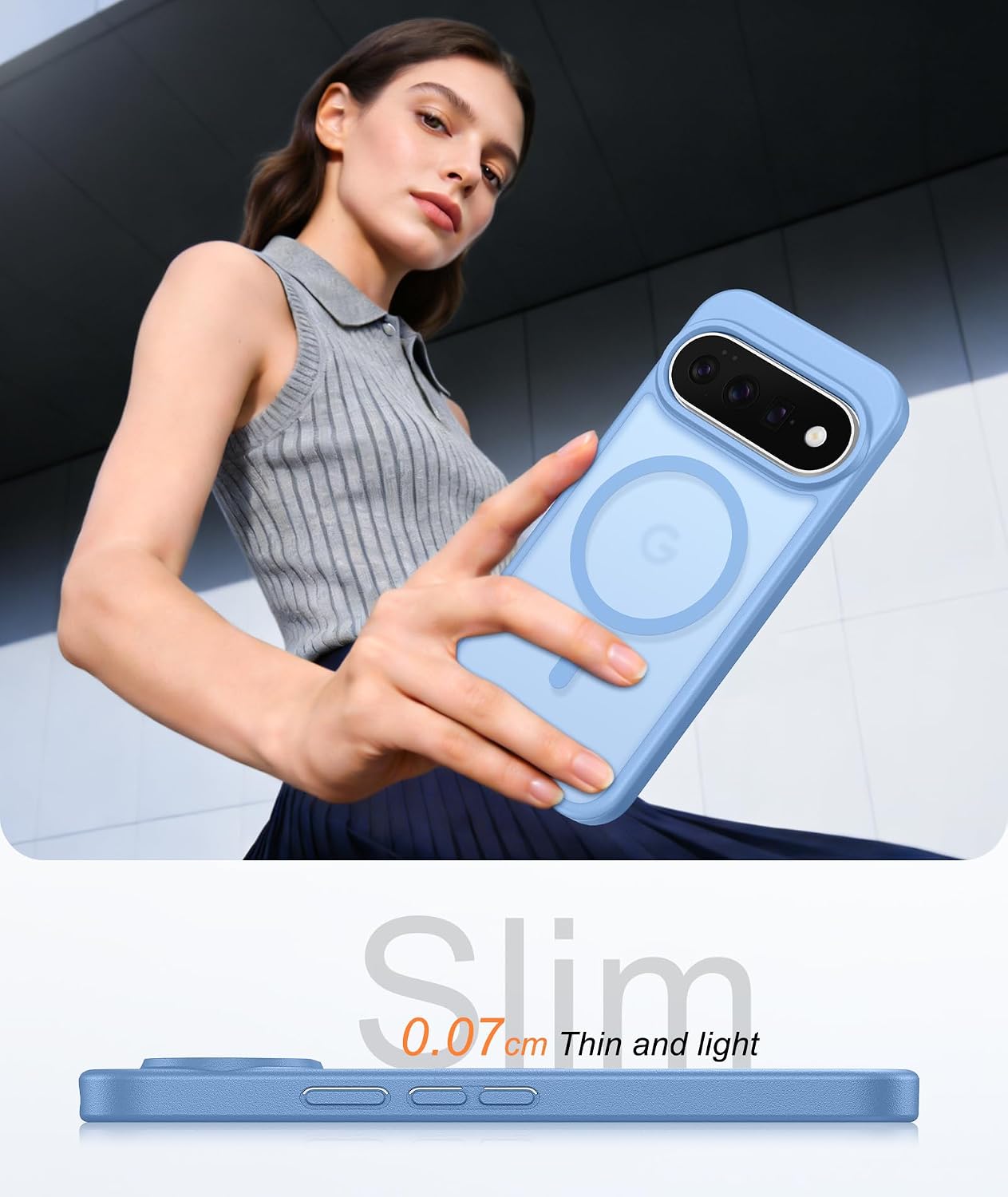 FNTCASE for Google Pixel 11 Pro XL Case Light Blue: Compatible with MagSafe | Translucent With Screen Protector, Camera Protection Slim Cases, 14FT Military Grade Drop Tested, Matte Shockproof Cover