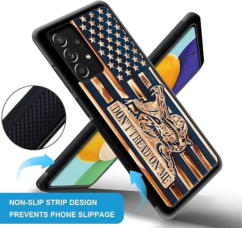 Miniatura 2 de DAIZAG Funda compatible con Samsung Galaxy A23, Dont Tread on Me Bandera Americana de grano de madera para hombre y mujer, protección a prueba de