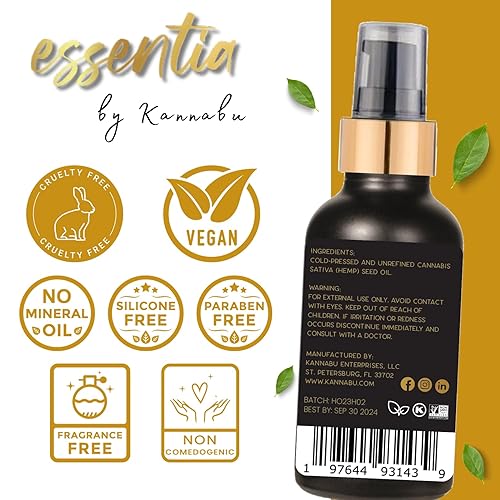 Miniatura 3 de Kannabu Aceite botánico puro de cáñamo para piel, cabello, uñas y cuerpo (cáñamo natural, 2 onzas líquidas, paquete de 1)
