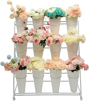 DKSLALALI 12Pcs Plastic Flower Buckets, French Large Flower Bucket Vases for Cut Flowers, Floral Bar Supplies for Home Decor, Farmhouse, Wedding Centerpiece Table Decorations