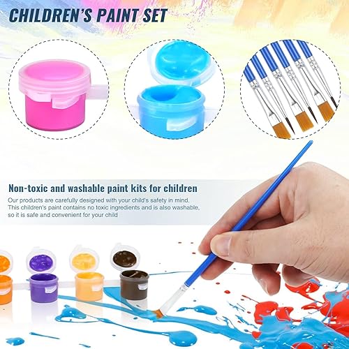 Miniatura 3 de PHINOYA Juego de 280 piezas de pintura acrílica, paquete de 20 pinturas de acuarela lavables para niños en 12 colores con 40 pinceles de pintura,