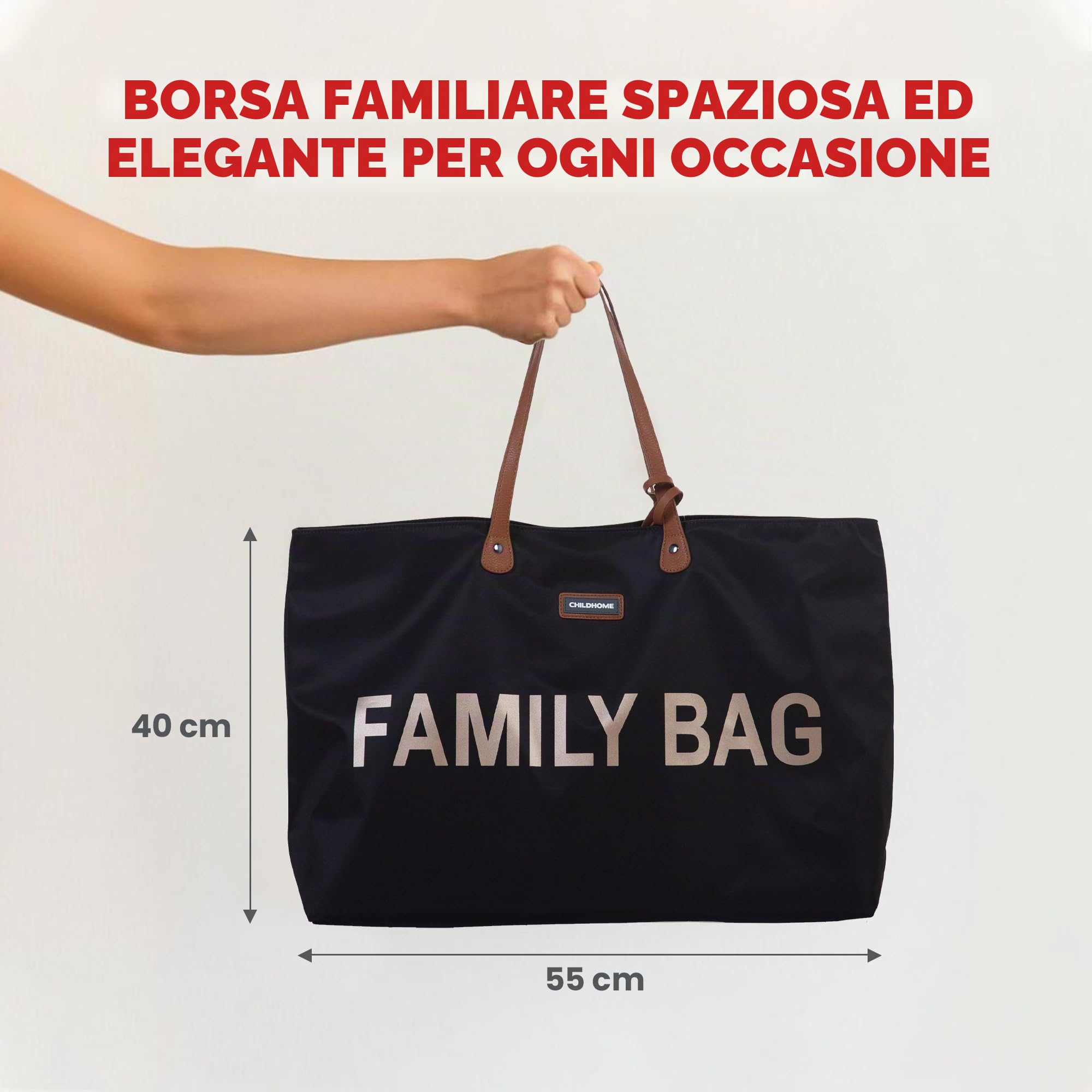 CHILDHOME Family Bag Borsa Fasciatoio Borsa da Viaggio Weekend Grande Capacità Nero e Oro