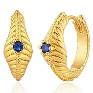 BENEIGE Women Hoop Huggie Earrings 14K Gold Plated Cubic Zirconia Earrings Simple Boho Earrings Handmade Hypoallergenic Jewelry Gifts