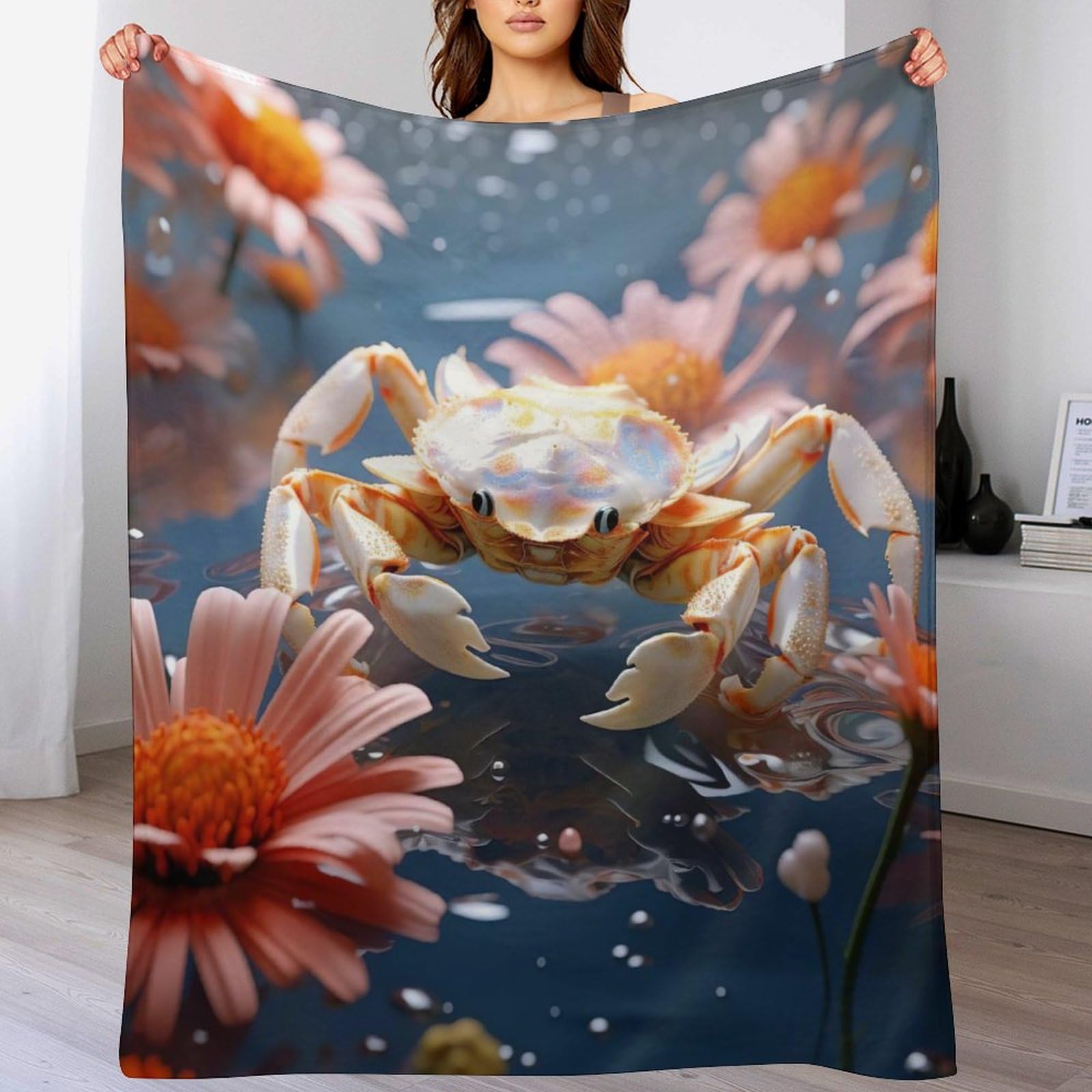 Couverture crabe imprimée pour soirées cocooning sur le canapé et nuits fraîches