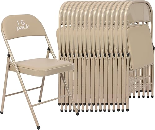 Miniatura 34 de Juego de 6 Sillas Plegables Blancas Acolchadas - Cómodas Sillas Apilables Portátiles para Interior y Exterior, Eventos, Fiestas, Oficina, Boda