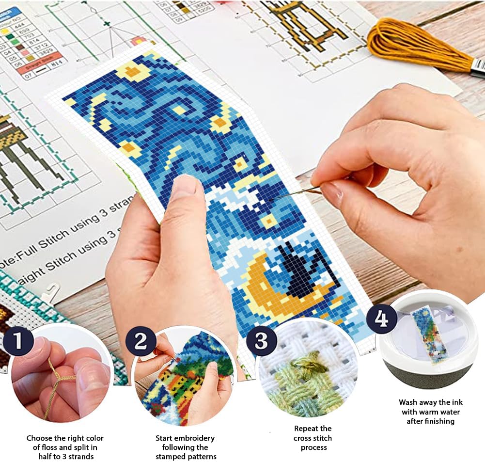 ORIGACH 6 Pack Starry Night Landscape Cross Stitch Kit image 4