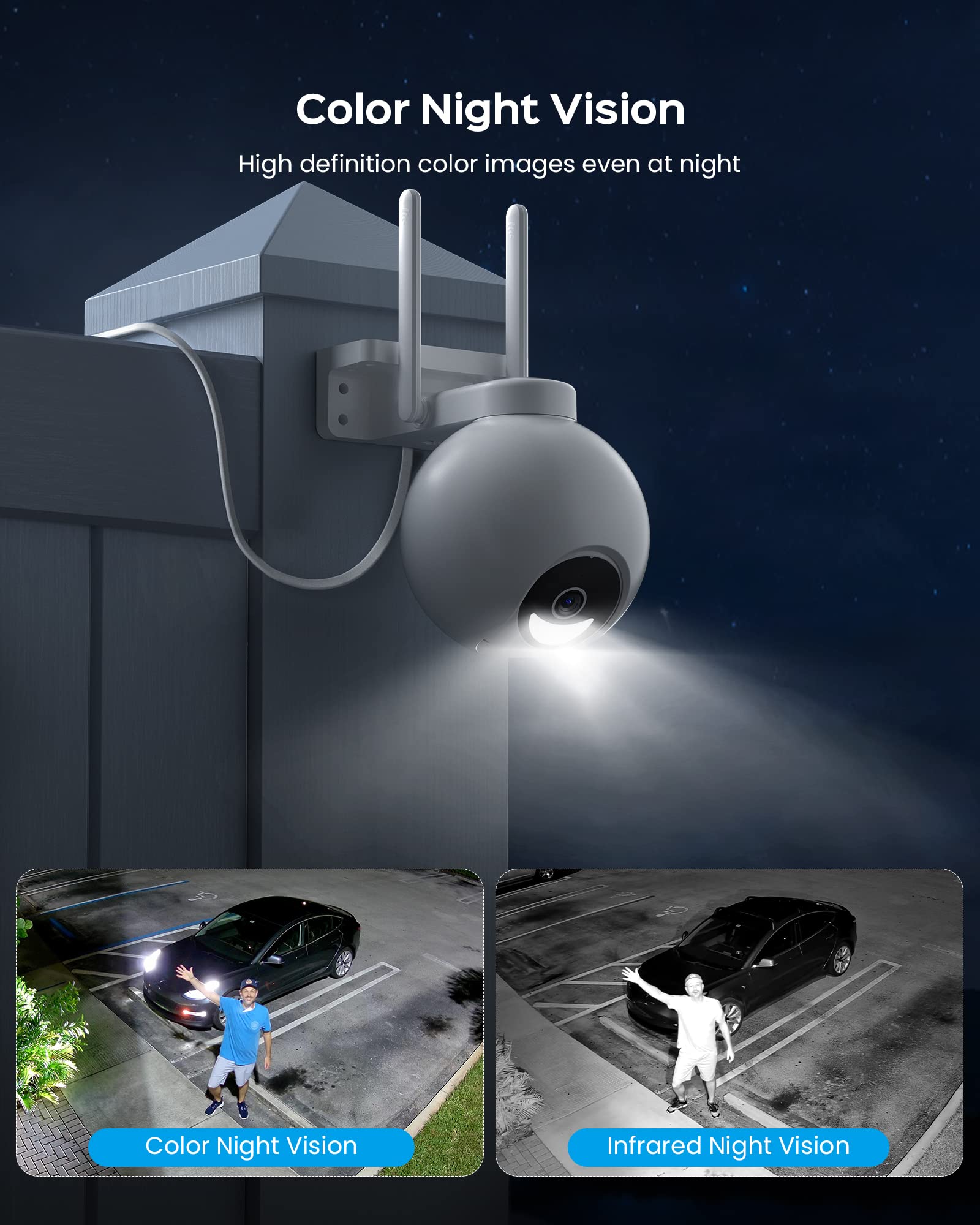 Telecamera Videosorveglianza Wifi Esterno 1080P IP66 Visione Notturna 10m Audio Bidirezionale Rilevazione Movimento Supporto SD fino a 128GB MAKA | Leroy Merlin