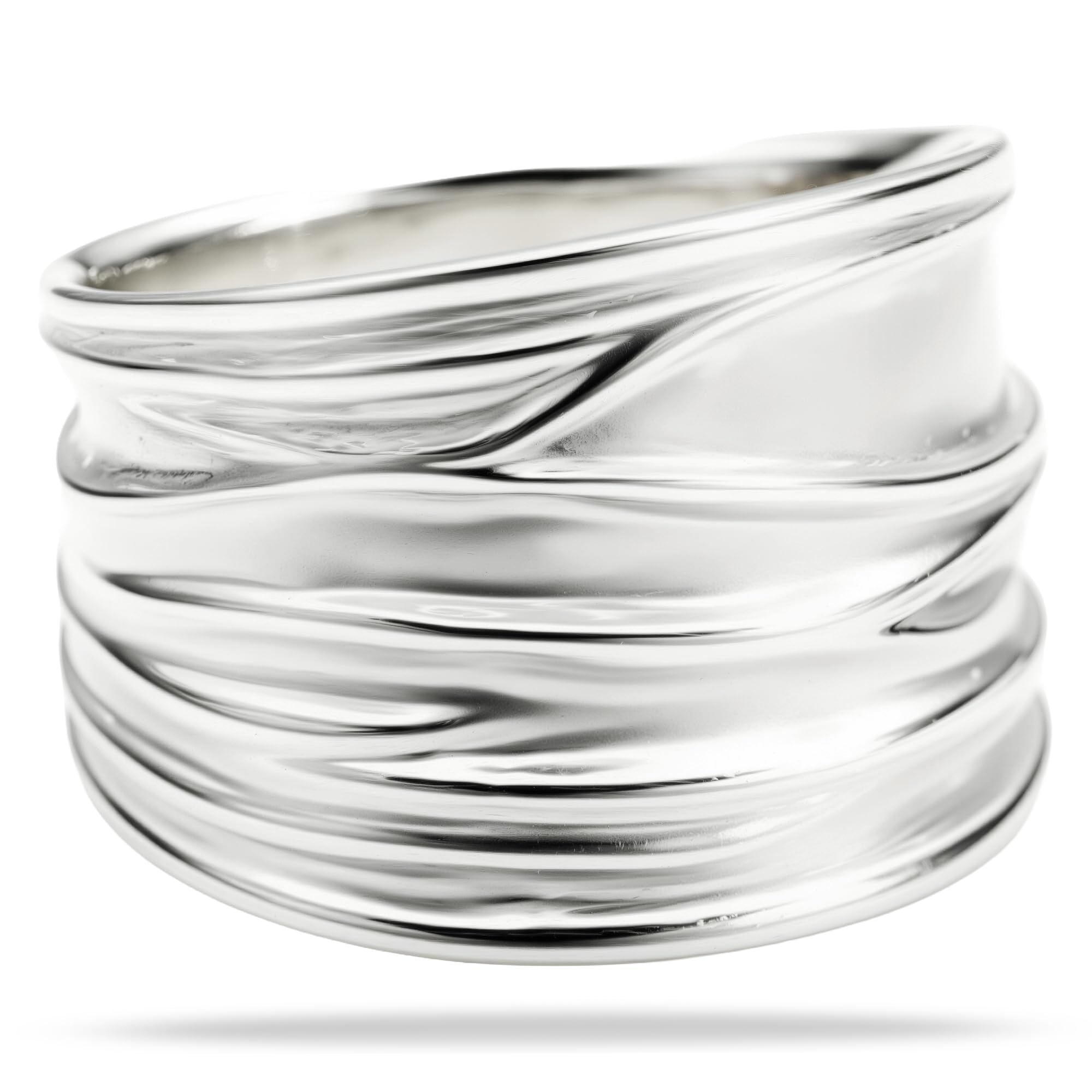 Vinani Ring aus 925 Sterling Silber - Breiter Damenring mit sandgestrahlter Struktur und glänzenden Elementen für Frauen, nickelfrei & antiallergisch, Designed in Deutschland, RBM
