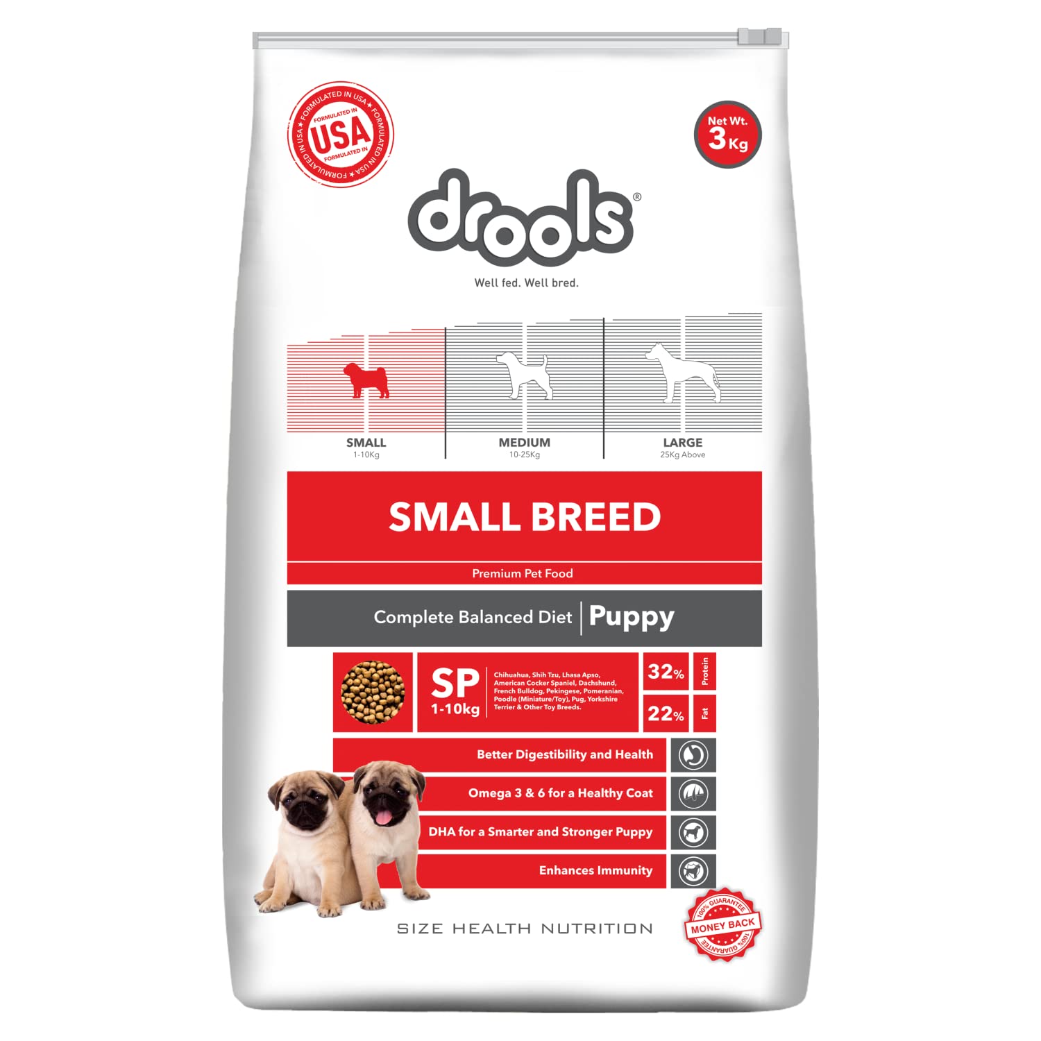Drools Small Breed Puppy Dog Food, 1.2kg + Free Creamy Dog Treat (75g)