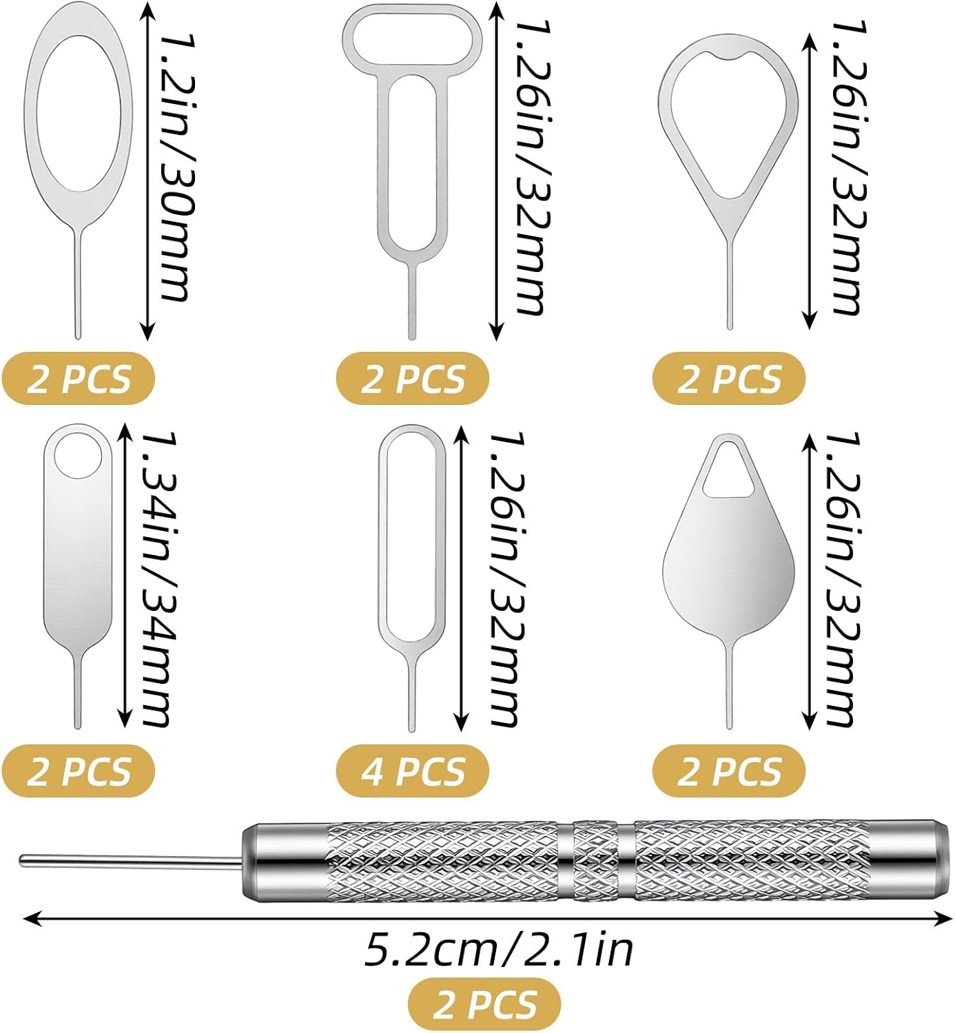 16Pcs Sim Card Removal Tool Set, Sim Ejector Tool Smooth and Burr-Free SD Card Removal Tools Key Cards Tray Ejector Pins for All Cell Phones