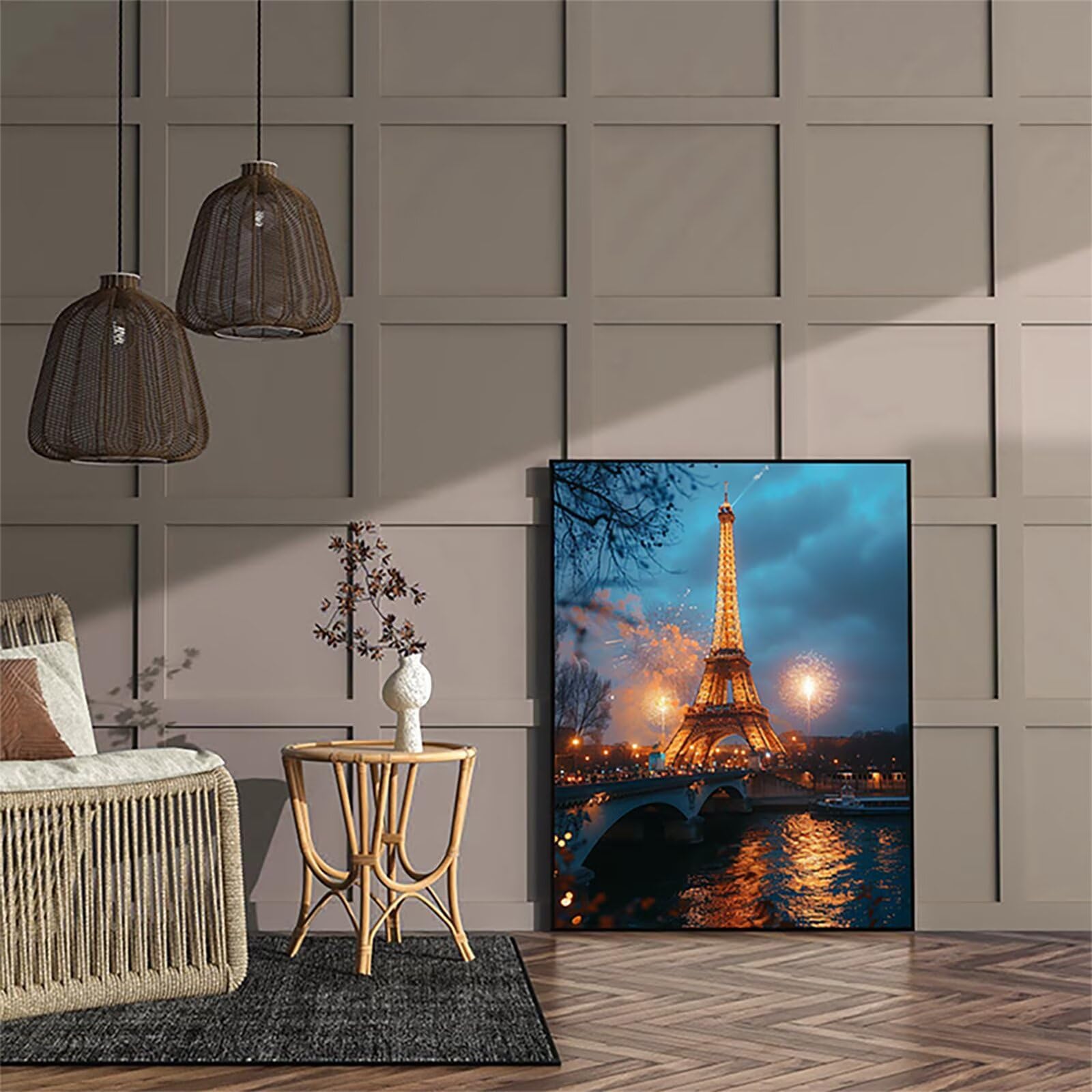 Diament Malarstwo dla dorosłych Wieża Eiffla, 5D DIY Diamentowe Malarstwo Nocny widok, Diamentowe malowanie ręczne dla dzieci, Kwadratowy diamentowy zestaw do haftu krzyżykowego, do dekoracji ścian