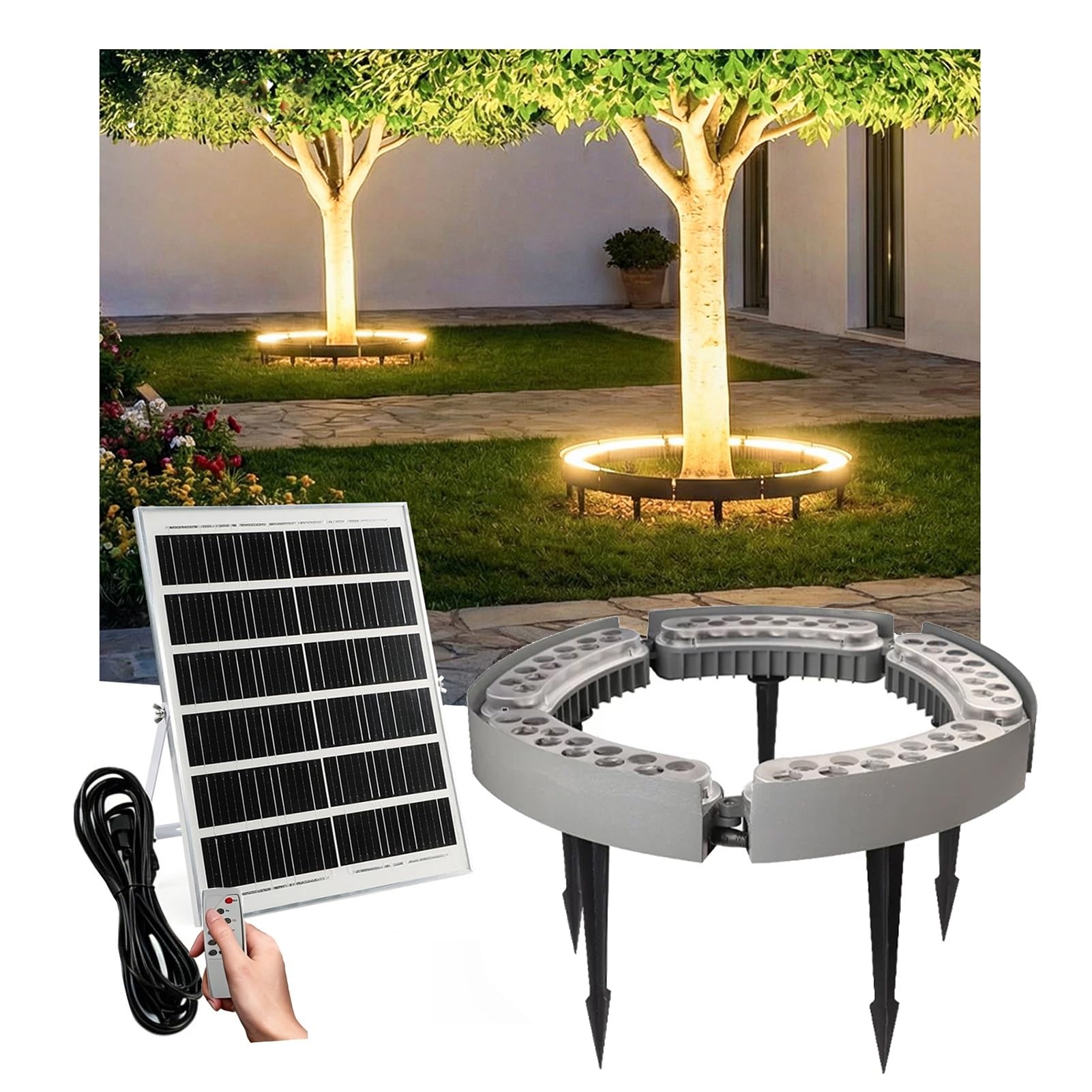 KPHYMOD Outdoor Solar Round Plant Light, Dusk to Dawn Landscape Uplighting