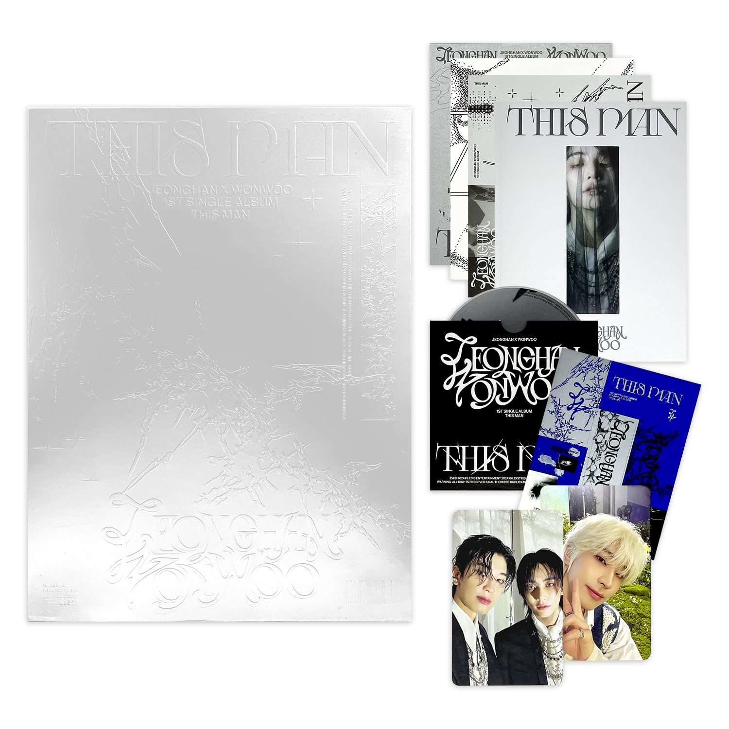 JEONGHAN X WONWOO of SEVENTEEN - 1st Single Album [THIS MAN] (Standard Ver.) Sleeve Box + Photo Book + Lenticular R + Lyric Paper + Sticker + Folded Poster + Photocard + 2 Extra Photocards