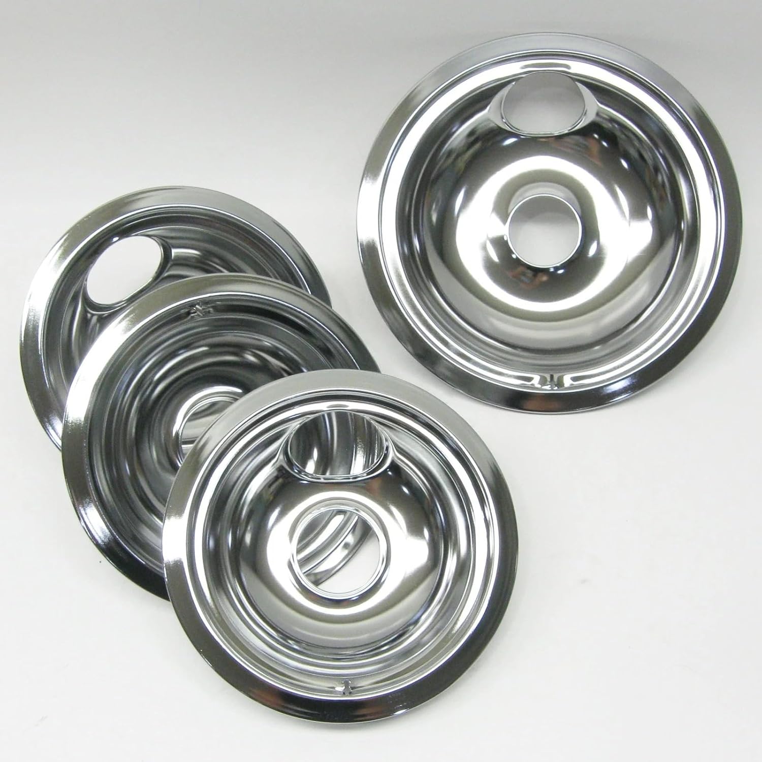 WB314 Range Burner Bibs Chrome Bowls Pans 1 of WB31M15 3 of WB31M16 for GE replacement WB31K10265 WB31K10266 WB32X5075 WB32X5076 WB31M16 WB31M15 3026611