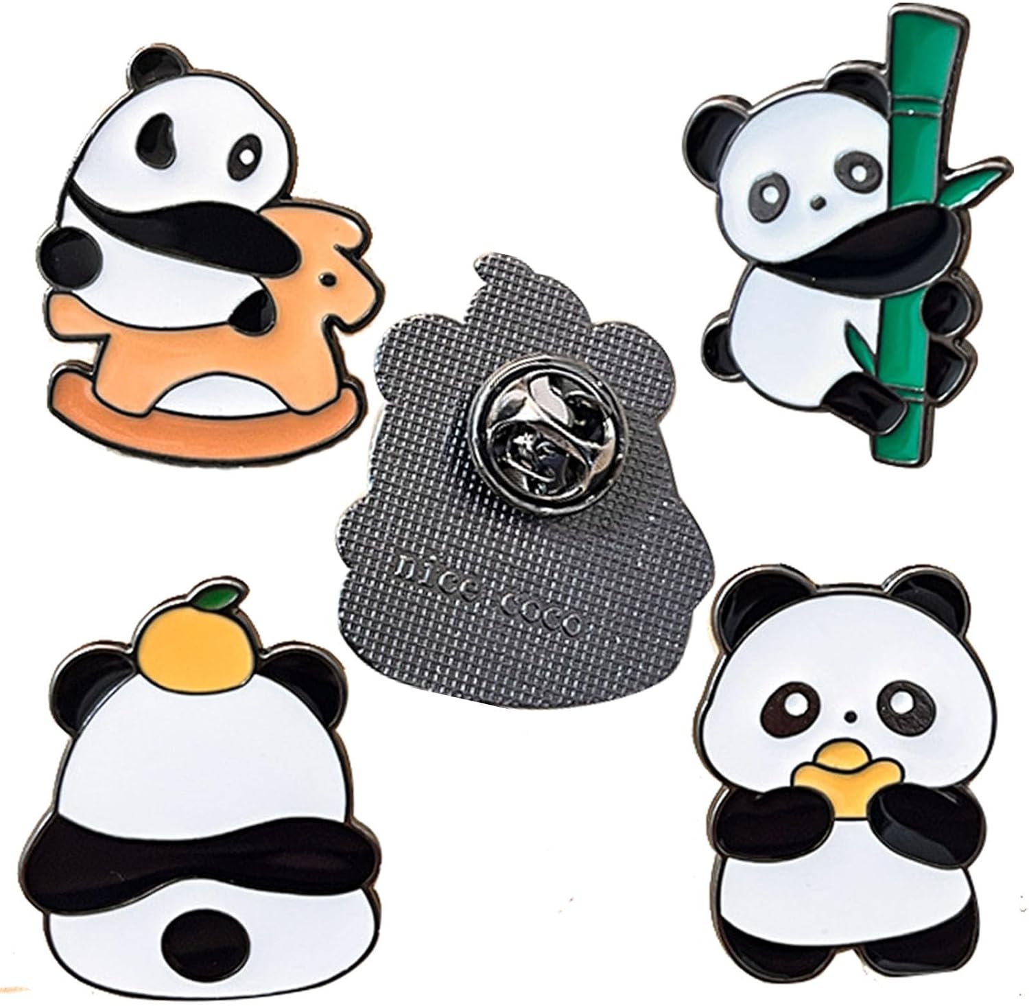 CRIZAN 4Pcs Cute Panda Pin Brooch Clip Pin on Clothes, Fashion Accessories for Kids Girls and Women