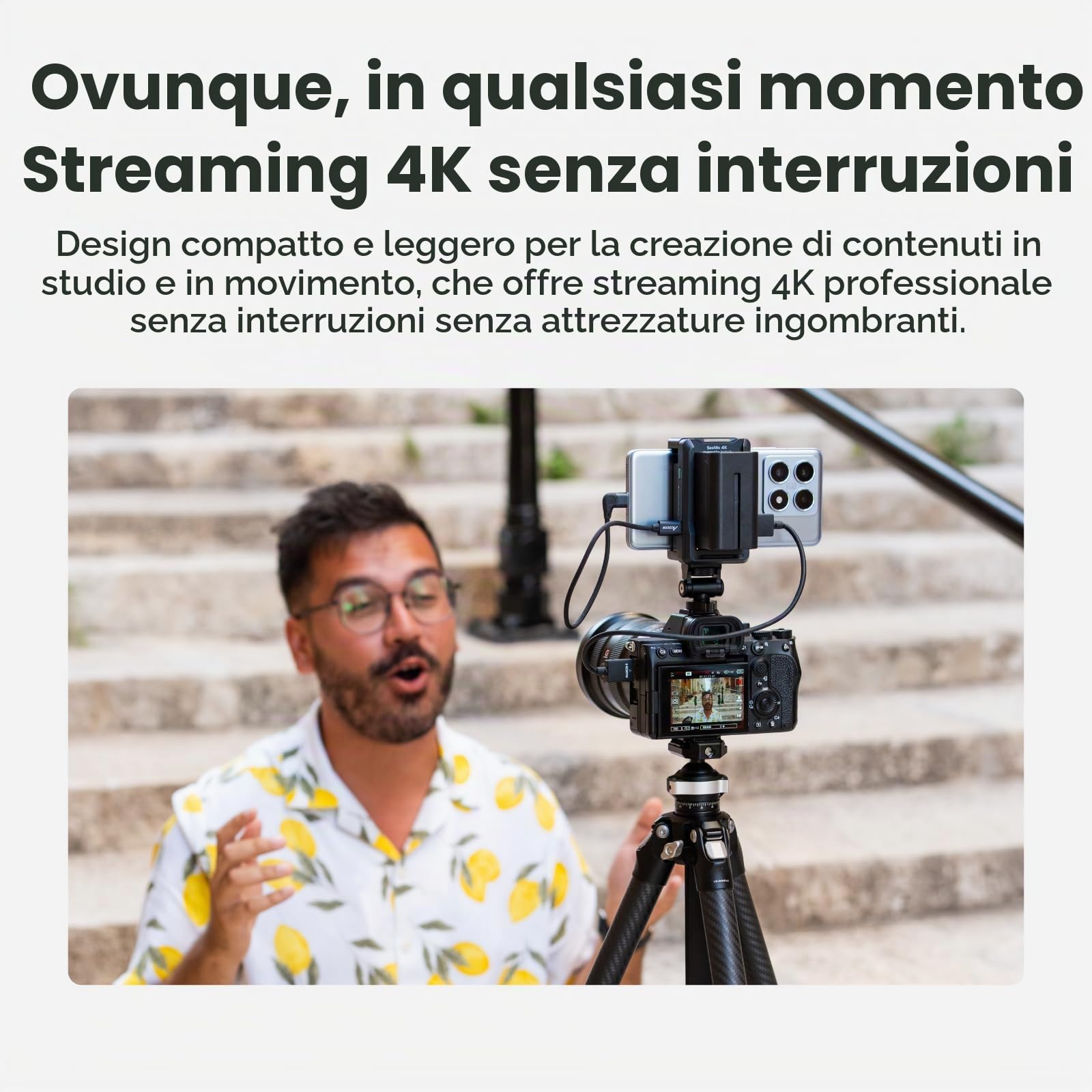 Accsoon SeeMo 4K per Android, dispositivo di registrazione e streaming video 4K HDMI portatile, codificatore H.264, uscita USB-C, monitoraggio live, supporto LUT, alimentazione a batteria