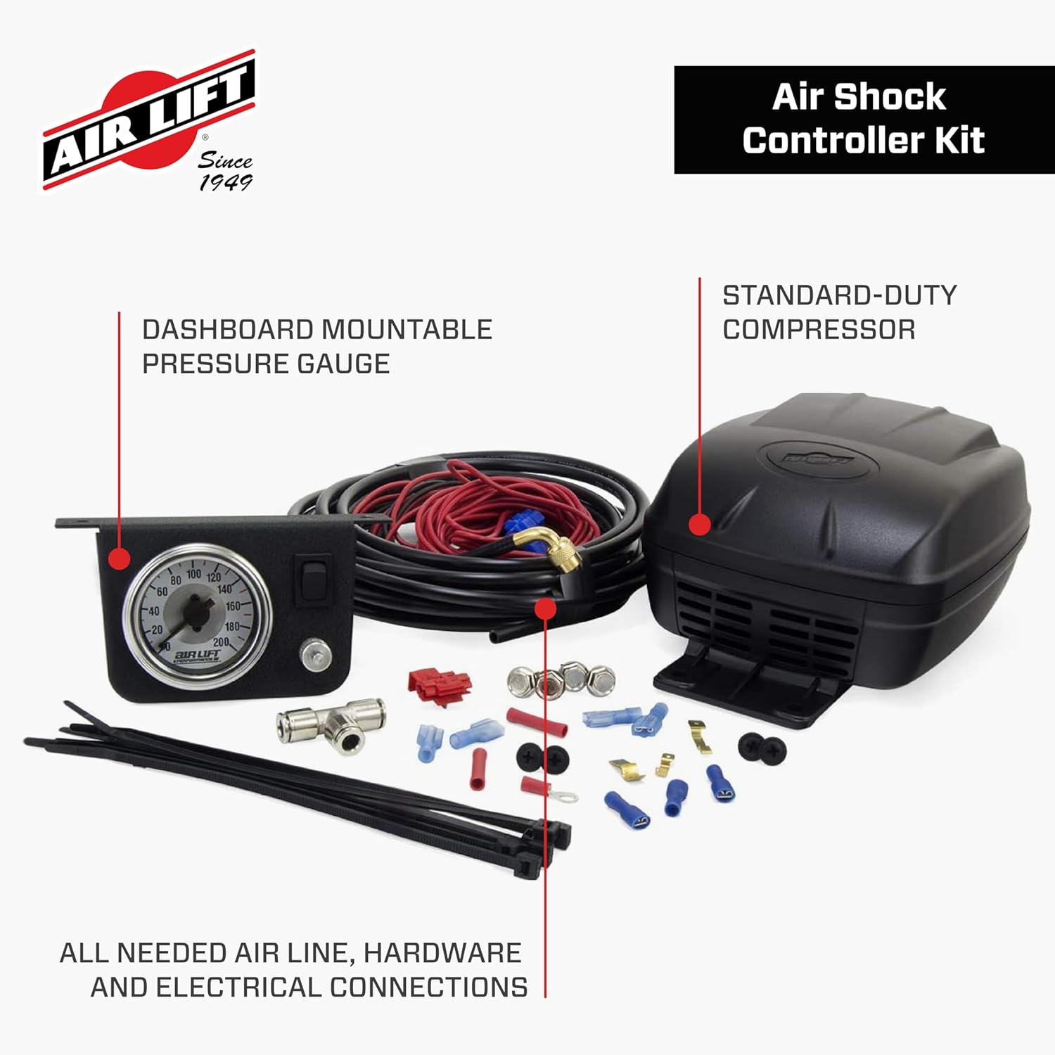 Air Lift Air Shock Controller Air Compressor and Pressure Gauge - 25804 - Image 3