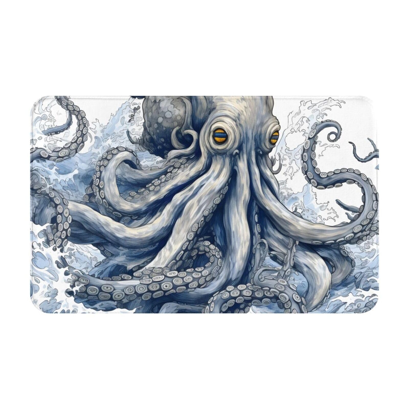 Ultra Soft and Absorbent Bathroom Rugs Mat 19.5x31.5Inches,Fantasy Sea World Adventure Kraken Octopus Monster Quick Dry Bathroom Rugs, Bath Mats for