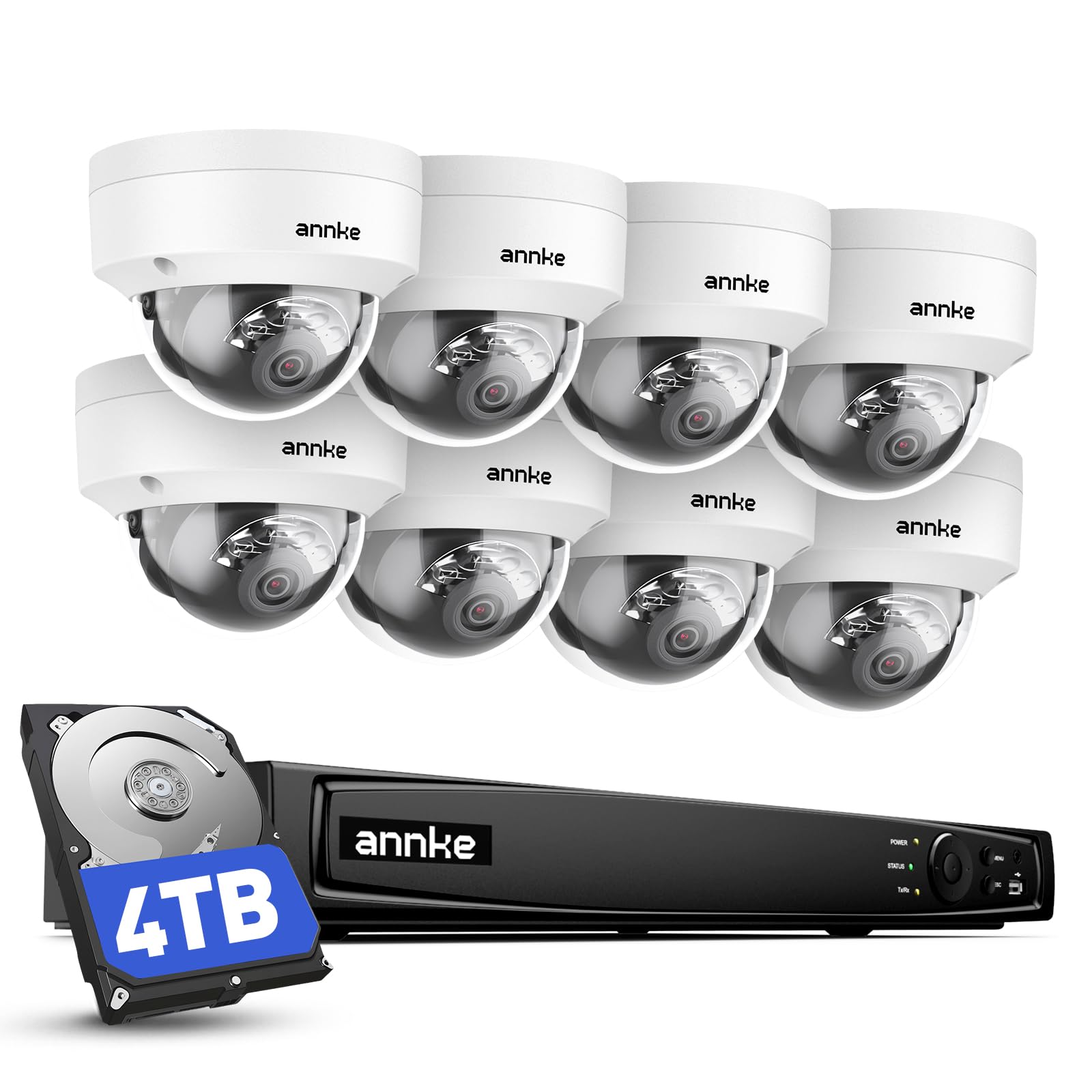 ANNKE Kit de Vidéosurveillance PoE 4K, NVR 16 Canaux avec HDD 4To