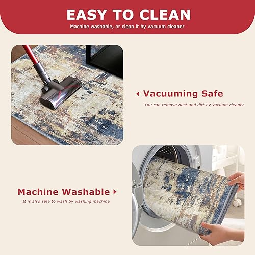 Miniatura 6 de KOZYFLY Alfombra moderna abstracta de 5 x 7 pulgadas, lavable a máquina, para dormitorio, sala de estar, alfombra de lana sintética, suave, de pelo