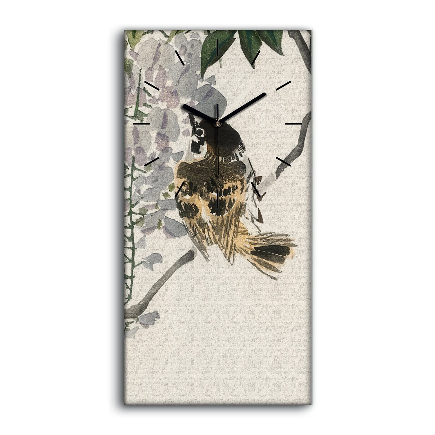 Horloge sur Toile Asiatique Branches Coloray 30x60cm avec Mains Noires