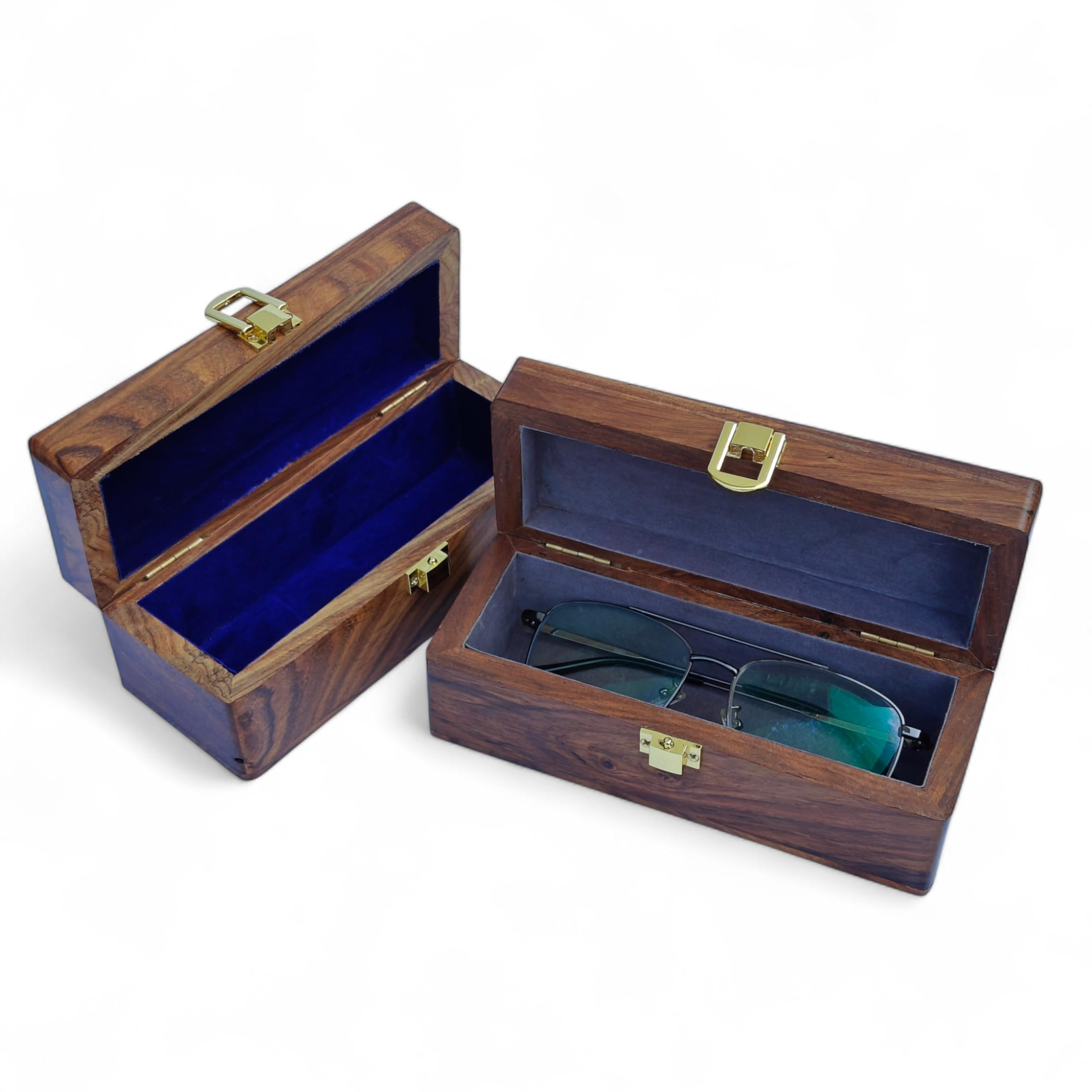 ALAM'S ARTS CRAFTING THE BEST Handcrafted Wooden Sunglass Cases,wooden sunglass organizer,wood eyeglass storage box,wooden watch box for eyeglasses lover for 1 glass, Brown