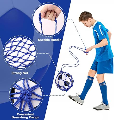 Miniatura 3 de TOBWOLF 2 unidades de entrenamiento de fútbol, red de entrenamiento de retorno de fútbol para pelota de tamaño 3, 4, 5, manos libres, ayuda de