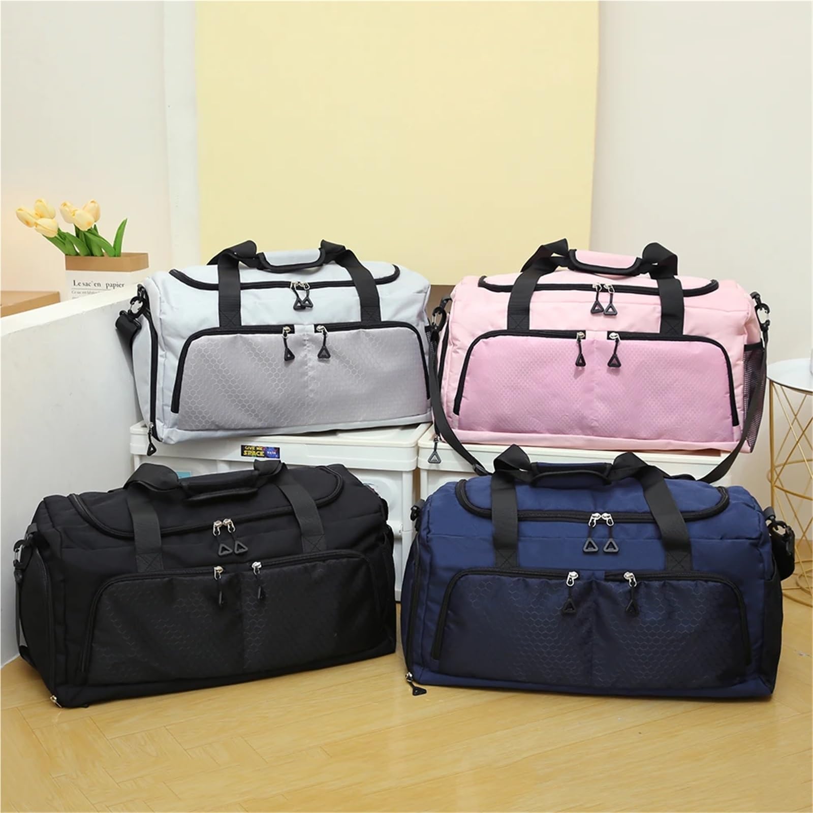 Sporttaschen Travel Bag with Shoes Compartment Sports Bag Carry On Weekender Bag for Women and Men for Travel Workout Sport(Pink)