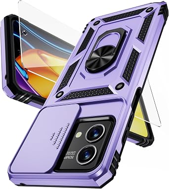 Vinve for Moto G Stylus 5G 2023 Case [Not Fit 4G Version] Slide Lens Cover HD Screen Protector, Military Grade Drop Protection, Magnetic Rotated Ring Holder Kickstand Protective Phone Case Lavender