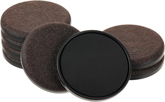 Felt Furniture Sliders for Hardwood Floors - Furnigear 8 PCS 3 12" Furniture Moving Pads Sliders Heavy Duty Felt Sliders Chair Leg Floor Protectors - Move Your Furniture Easily & Safety Brown+Black