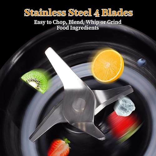 Miniatura 4 de Licuadora de cocina, licuadora de encimera de 500 W con tarro de plástico de 52 onzas para batidos, postres de mantequilla, mantequilla, cócteles y