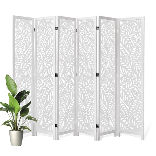 Leaf-Carved Room Divider Privacy Screen - 67 Inch Tall Foading