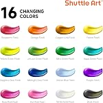 Shuttle Art Color Change Acrylic Paint Set, 16 Colors Chameleon Colors Acrylic Paint in Bottles (60ml/2oz), Non-Toxic for Artists, Beginners on Rocks, Crafts, Canvas, Wood, Fabric, Ceramic