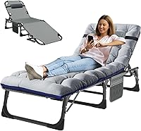 Vista 18 de MOPHOTO Silla Tumbona Plegable de 5 Posiciones, Catre Plegable, Sillas Tumbonas de Patio Resistentes para Exteriores, Junto a la Piscina, Playa