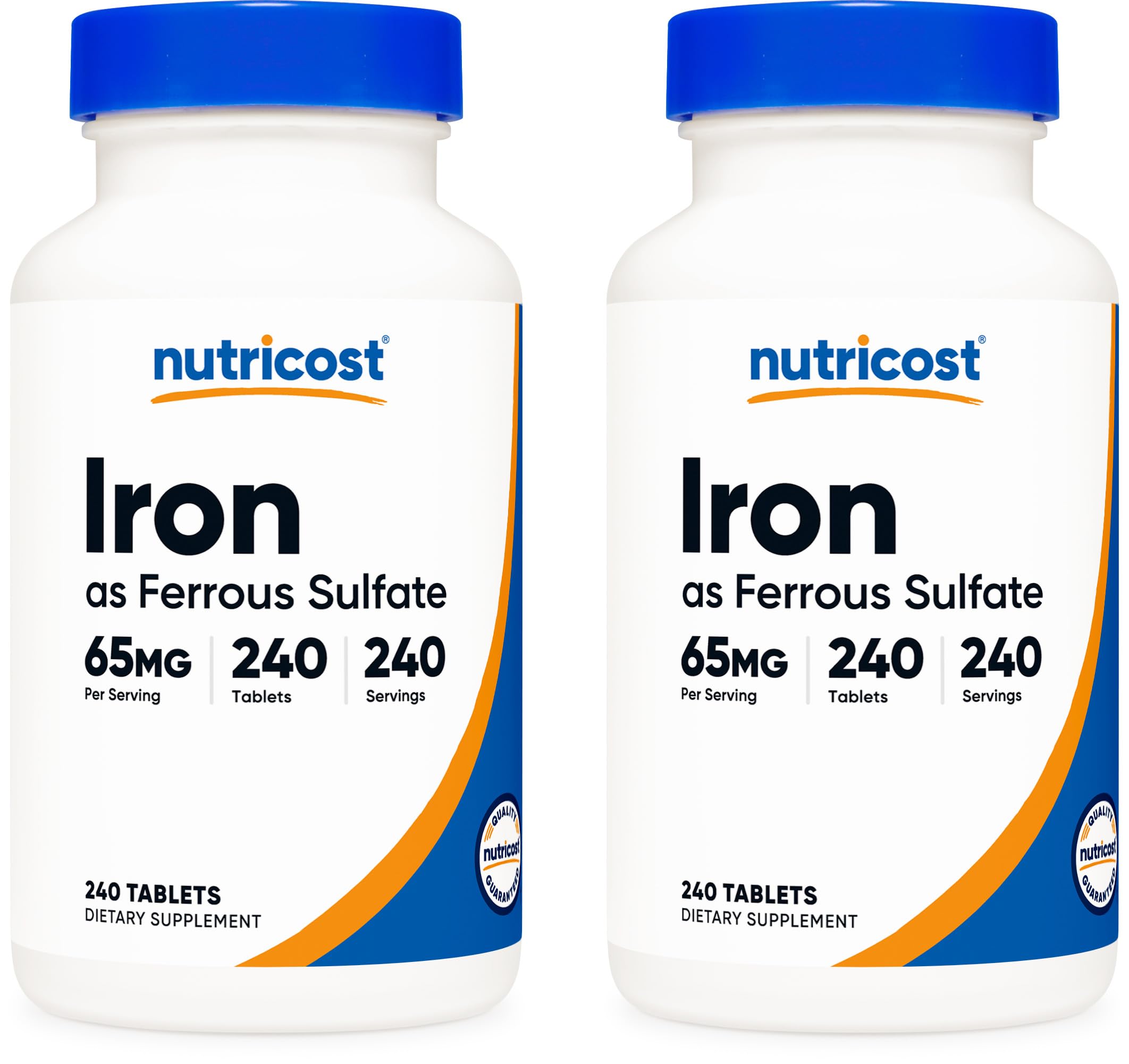 Nutricost Iron (As Ferrous Sulfate) 65mg, 240 Tablets - Non-GMO, Gluten Free (Pack of 2) 240 Count (Pack of 2)