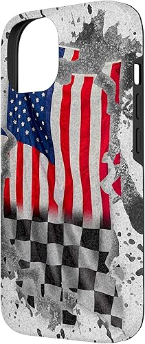 Vista 5 de iPhone 12 mini Car Racing bandera estadounidense pit crew Case