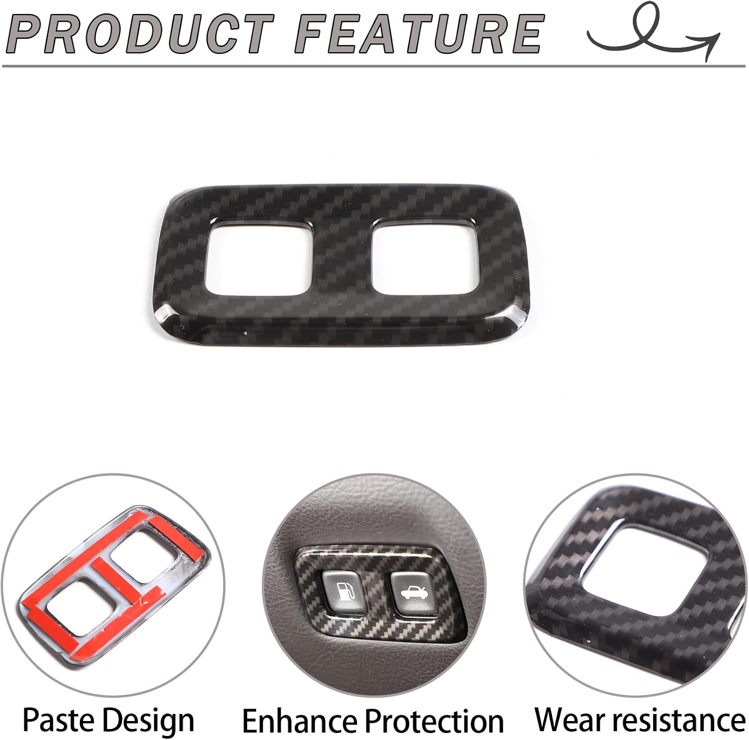 Lcojicep Automotive Rear Tailgate Switch Button Frame Contained in Corvette C6 Z06 ZR1 2005-2013 Driving Position Rear Tailgate Switch Button Frame ABS Decorative Accessories (Carbon Fiber Grain)