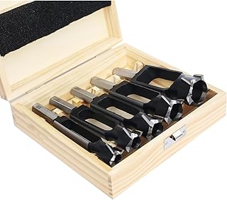 5PCS Wood Plug Cutters Set, Wood Tenon Maker Dowel Pocket Hole Plug Cutters, Woodworking Drill Bit, Suiatble for Making 3/8" 1/2" 5/8" 3/4" 1" Wood Dowel Pins- (Wood Plug Cutters)