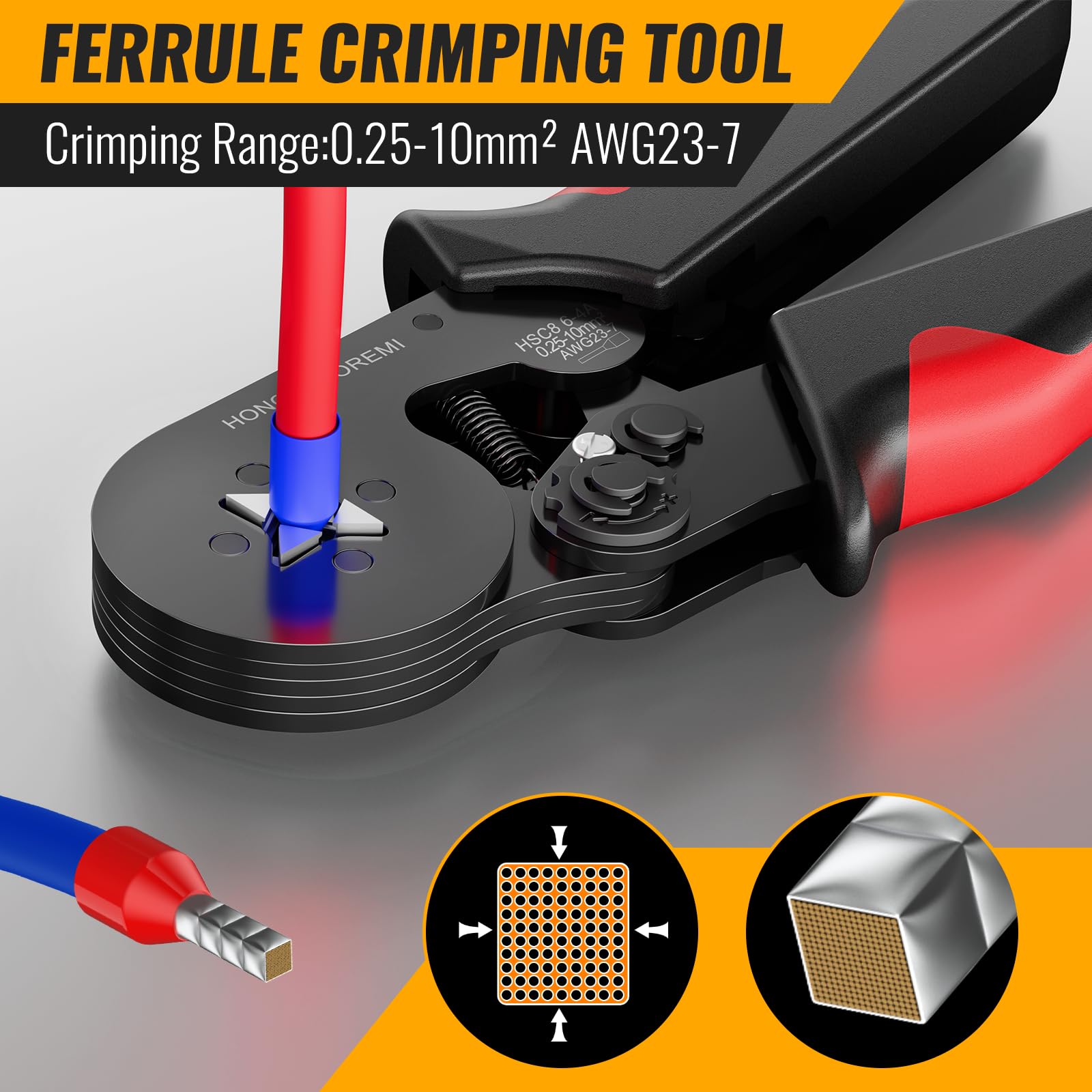 Kit de herramientas de crimpado de virola de alambre, 1800 unidades, alicates de crimpado autoajustables para 0,25-10 mm² AWG 23-7, kit de casquillos de alambre, terminales de pin,