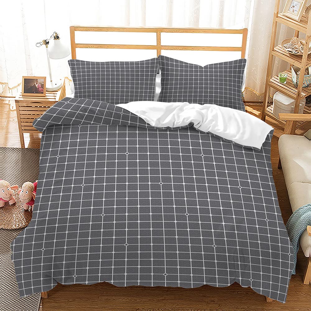 Geometryczny Naszywka Kołdrę i Poszewki Na Poduszki Zestaw Pościeli z Zapięciem na Zamek Błyskawiczny, łatwa w Pielęgnacji Miękka Bedding Set Microfibre Girls Boys(Wielokolorowy3,135x200cm)