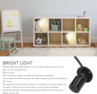 Yosoo Mini LED Spotlight, Dimmable USB 5V Mini Spot Lights Aluminum Open Installation Bright Light Eye with 6.6 Feet Cable for DIY (Warm White Light 3000K)