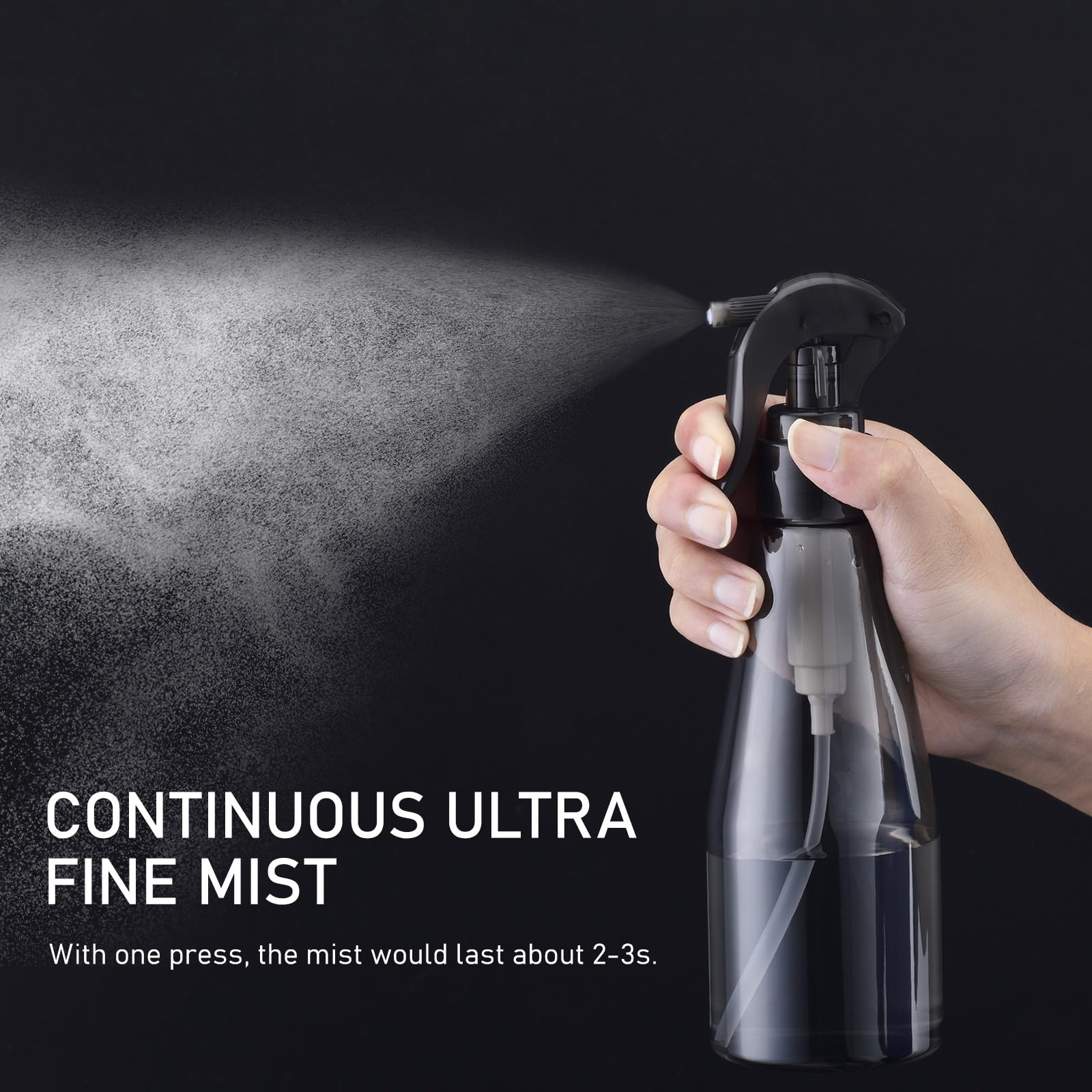 Kontinuierliche Sprühflasche für Haare, 284 ml, 2 Stück, ultrafeine Wassersprühflaschen für Reinigung, Pflanzen, Haustiere (Kunststoff, 300 ml)