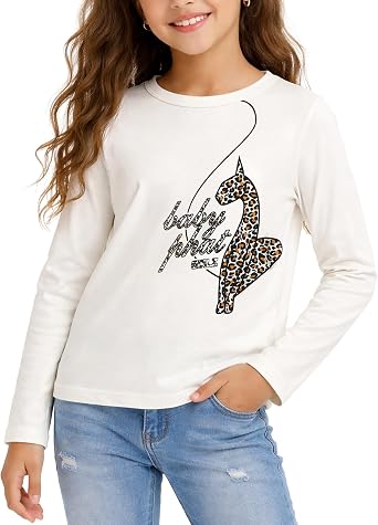 Baby Phat Girls Long Sleeve Shirts - Soft Cotton Blend Crewneck Long Sleeve Graphic Tees for Layering & Casual Wear