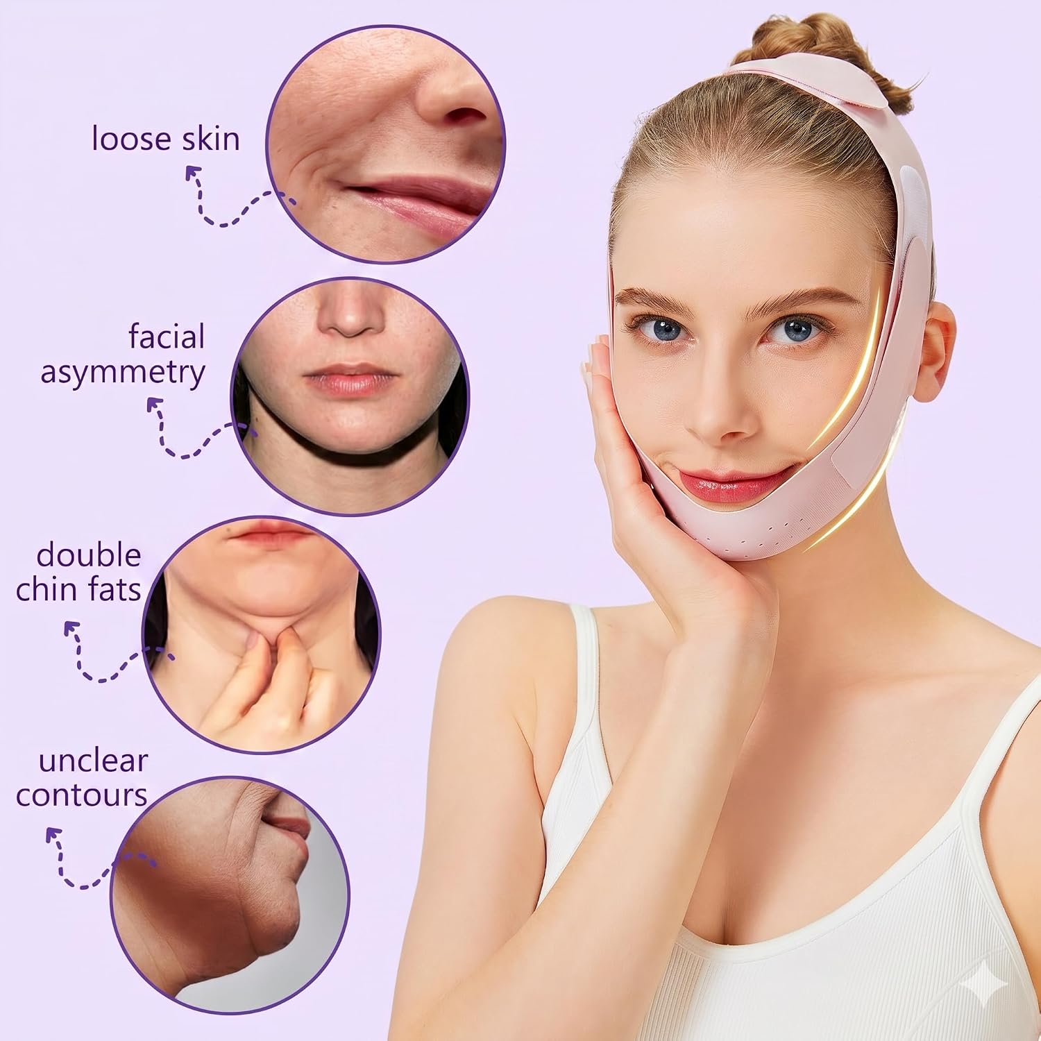 V Line Face Lifting Strap: Double Chin Strap for Women, Adjustable Jawline Shaper, Comfortable and Pressure-Free