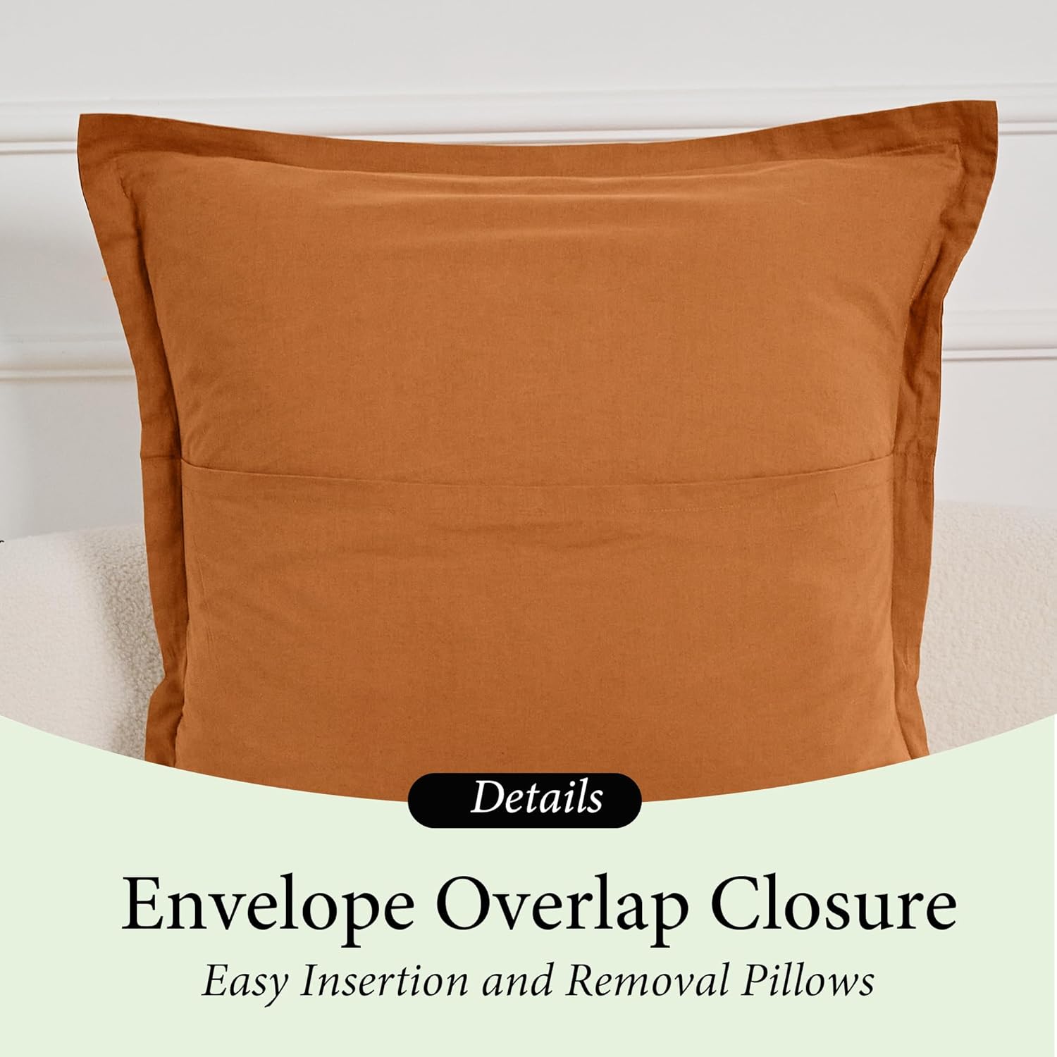 Simple&Opulence Linen Euro Sham Covers Set of 2, 26x26 Decorative Cotton Flax Blend Throw Pillow Cover Farmhouse Pillow Shams for Chair Couch Sofa Bedroom Living Room Home Decor,Rust