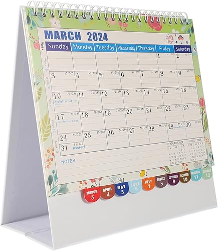 KALLORY Calendario de escritorio 2024, calendario de trabajo, calendario anual, calendario de año nuevo, 12 meses, calendario de escritorio, nota, disponible en Yaxa Venezuela