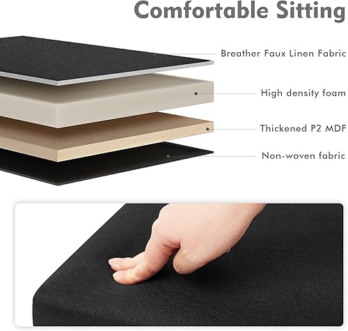 Miniatura 88 de B FSOBEIIALEO - Otomano plegable de piel sintética con almacenamiento Gris,Negro -,Negro 16.5"x12.6"x12.6",Azul,Marrón,Gris