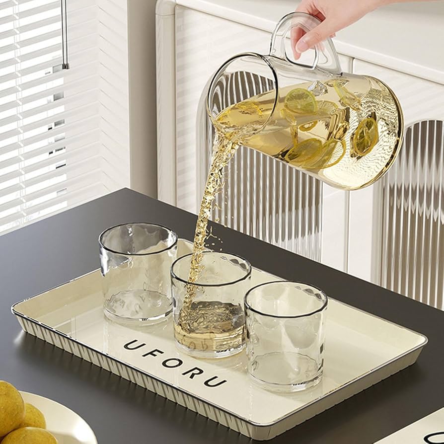 Amazon｜ドリンクサーブトレイ - 長方形のクリーミーな装飾的な